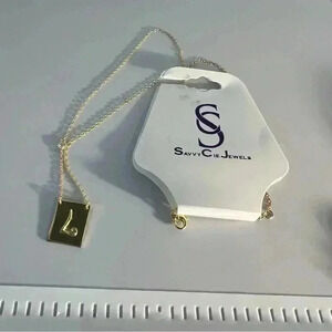 Savvy Cie – 18K Gold Vermeil Script Initial Pendant Necklace - Letter-L